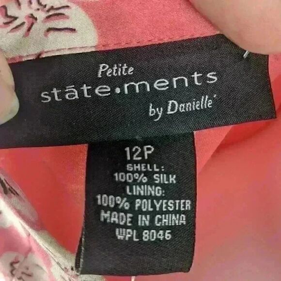 Statements by Danielle 12P Coral Pink 100% Silk Floral Knee Length Skirt - Picture 5 of 8